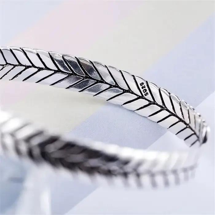 Nouveaux Bracelets Tressés Créatifs Effet Peau de Serpent en Argent Sterling 925, Bijoux Personnalisés Feuille Exquise, Bracelets Populaires SL078