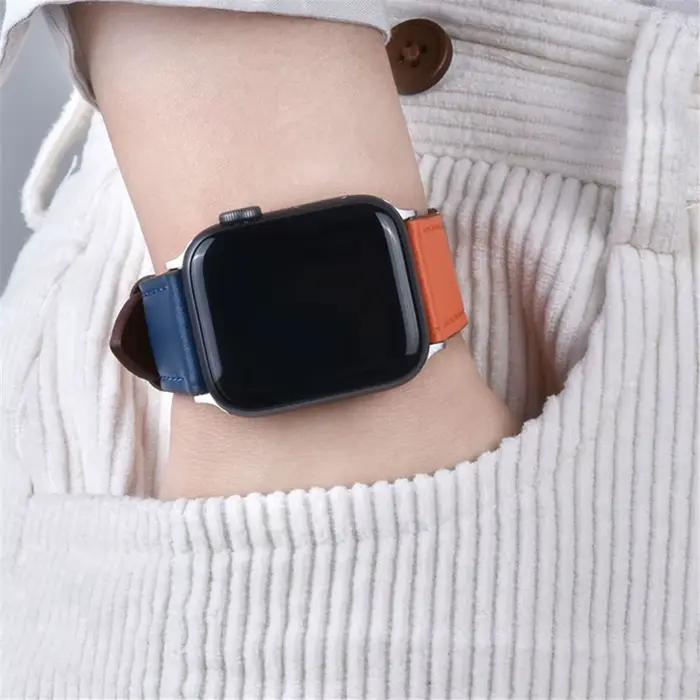 Bracelet en cuir pour bracelet de montre Apple 44mm 45mm 49mm 46mm 38mm 40mm 41 42mm bracelet d'affaires iWatch série Ultra 11 10 9 8 7 6 SE