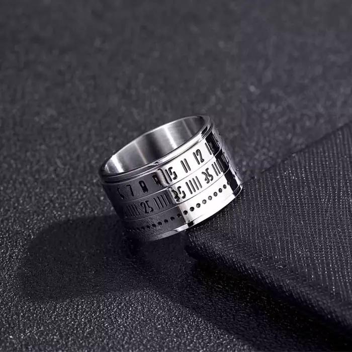 Bague pour hommes lourds de 14mm d'épaisseur Rock Punk en acier inoxydable chiffres arabes rotatif anxiété loisirs sport bijoux cadeau ne se décolore jamais