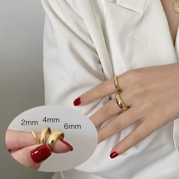 Bague de mariage classique en acier inoxydable pour femme, bijoux de fiançailles, document en or lisse, 2mm, 4mm, 6mm, 8mm