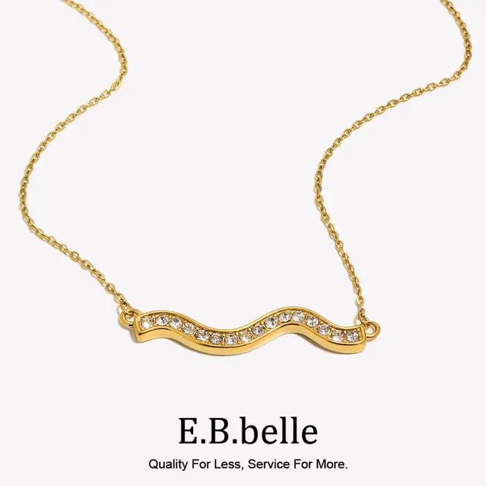 Collier pendentif vague à pois et diamants pour femme E.B.belle, plaqué or, anti-ternissement, style vacances, bijou décoratif