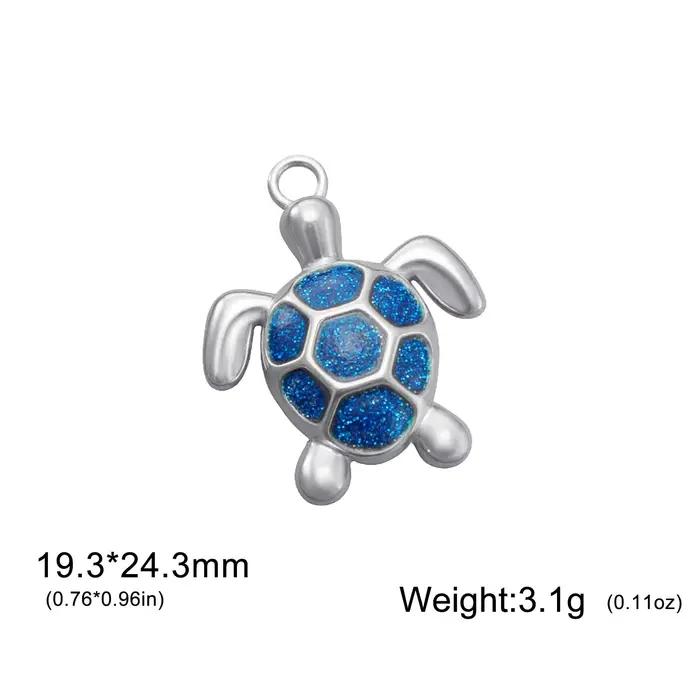 Teamer – breloques tortue de mer en émail, pendentif couleur or en acier inoxydable pour collier, Br