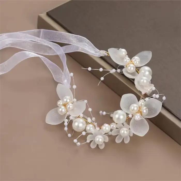 Printemps bohème filles mariée perle cheveux coiffure fleur couronne mariée guirlande tête cerceau b