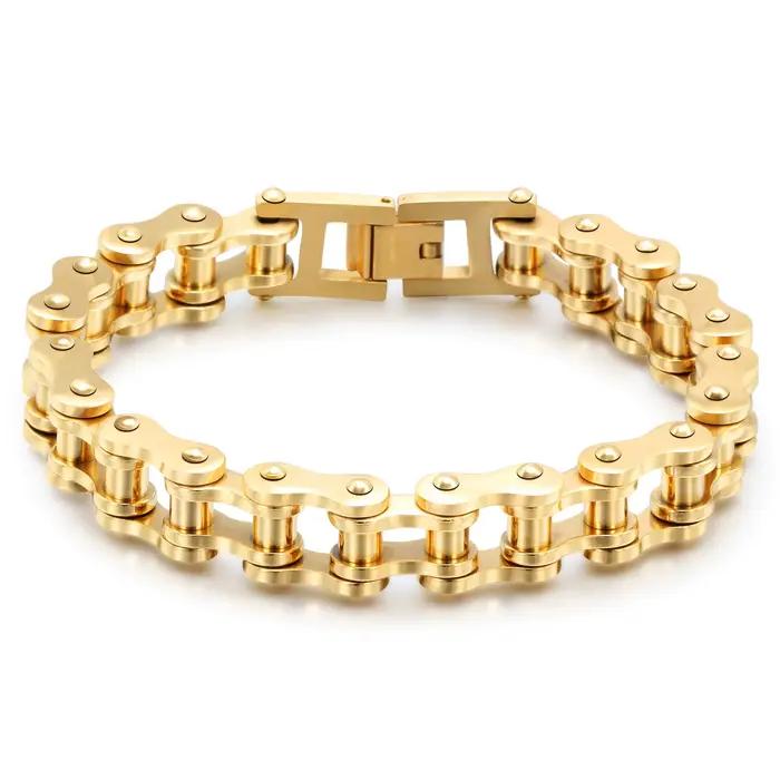 Bracelet Chaîne de Motard en Acier Inoxydable pour Homme, Style Moto et Vélo, Bijoux Punk Tendance