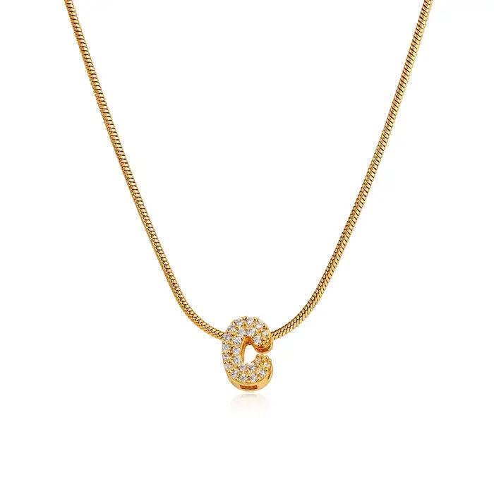 2025 nouveau collier anglais 26 lettres petites et mignonnes toutes les lettres de diamant + chaîne