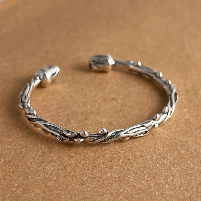 Bracelets en argent sterling 925 pour femmes, accessoires de chaîne, tendance vintage, pendentif bar