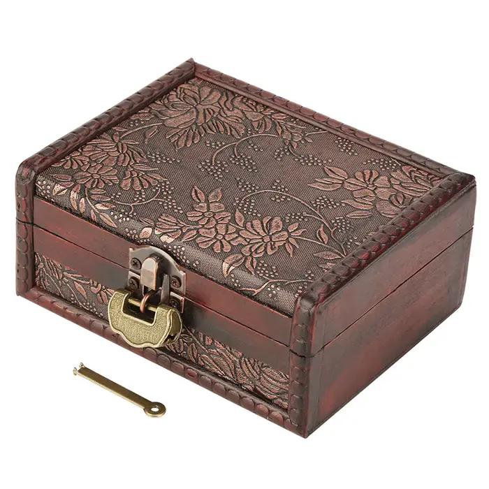Boîte de rangement de bijoux en bois, style européen rétro, matiques, boucles d'oreilles, collier, é
