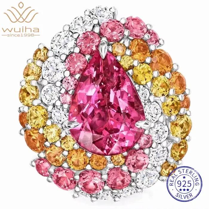 WUIHA Vintage 100% 925 argent Sterling laboratoire saphir haute teneur en carbone diamants pierres p
