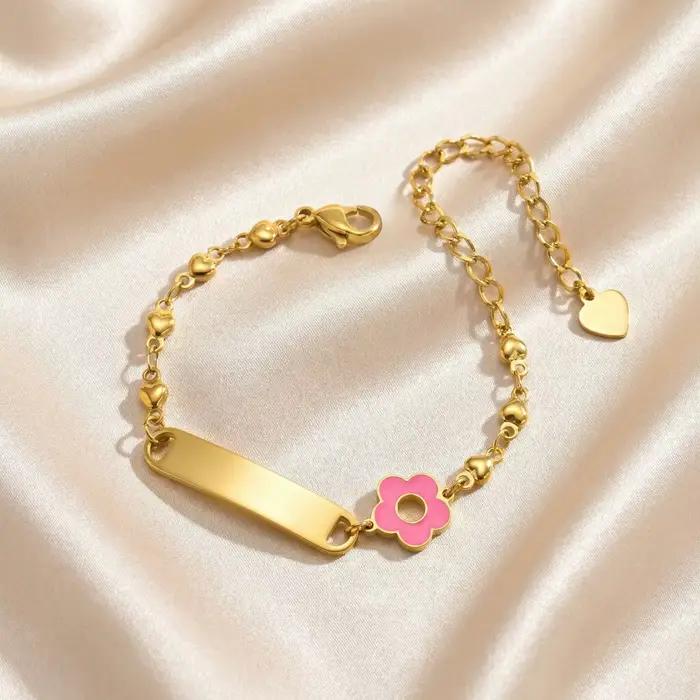 Bracelet personnalisé avec le nom du bébé, plaqué or 18 carats, bracelets d'identification personnal