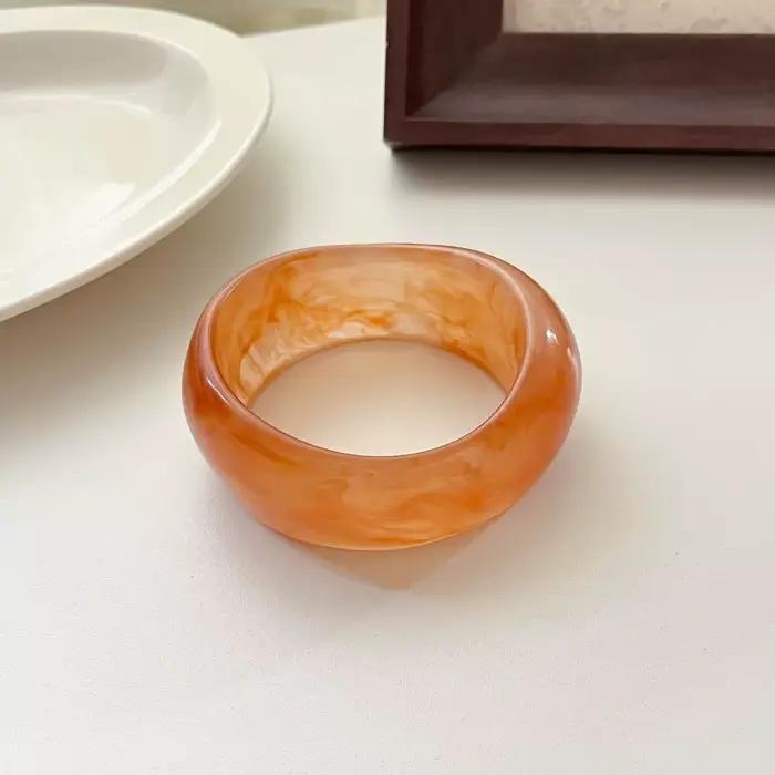Nouveau Bracelet Manchette en Résine Large Irrégulier Épais Géométrique Effet Marbré Exagéré Massif
