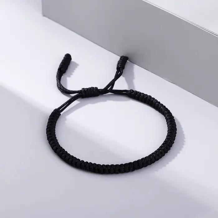 Bracelets noirs et blancs pour Couple, taille réglable, faits à la main, porte-bonheur pour femmes e