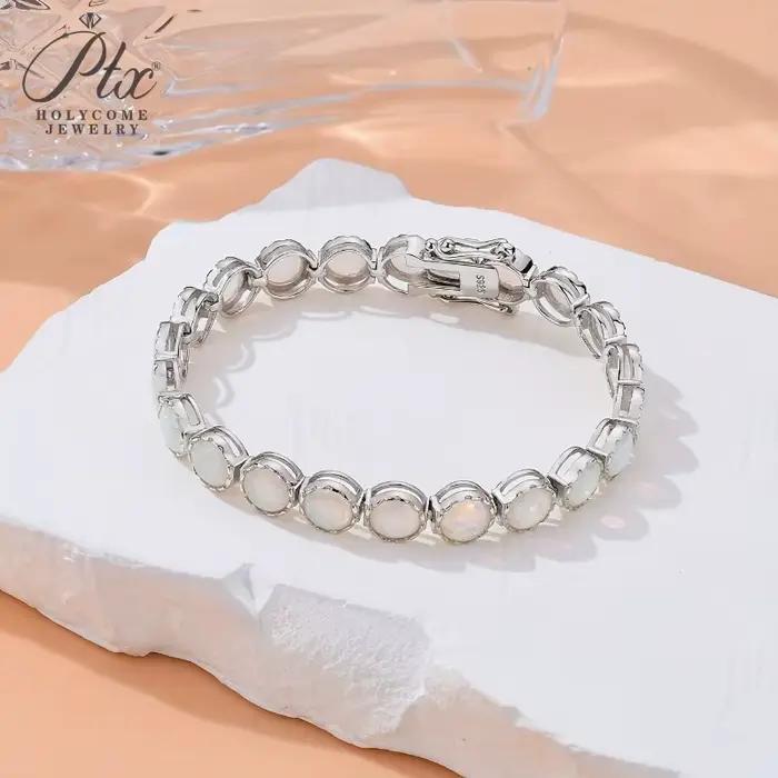 Bracelet opale en argent Sterling 925, 2/3/4/5mm, couleur blanc/bleu, chaîne classique Simple pour f