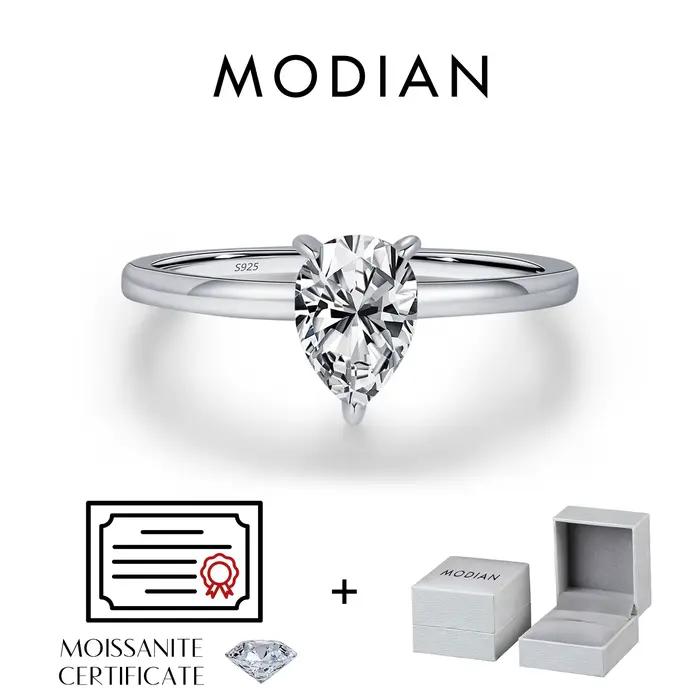 MODIAN D couleur poire coupe Moissanite bague 925 en argent Sterling goutte d'eau laboratoire diaman