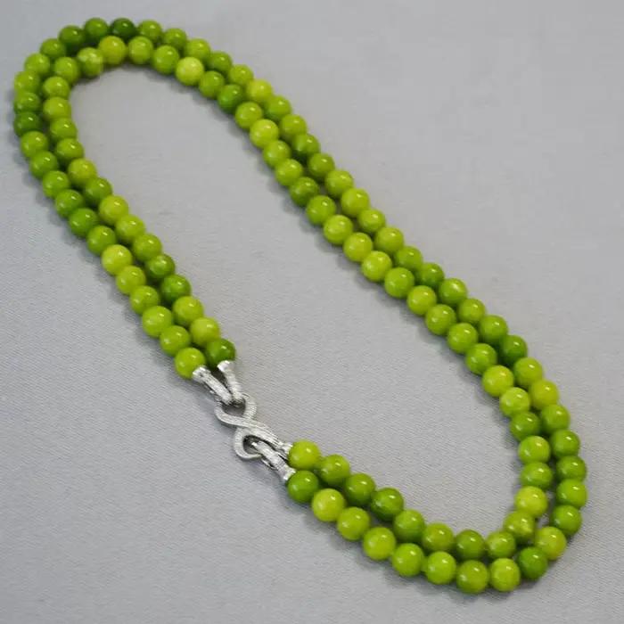 LENNIK Nouveau collier en serpentine olive de style chinois, chaîne superposée en zircon plaqué arge