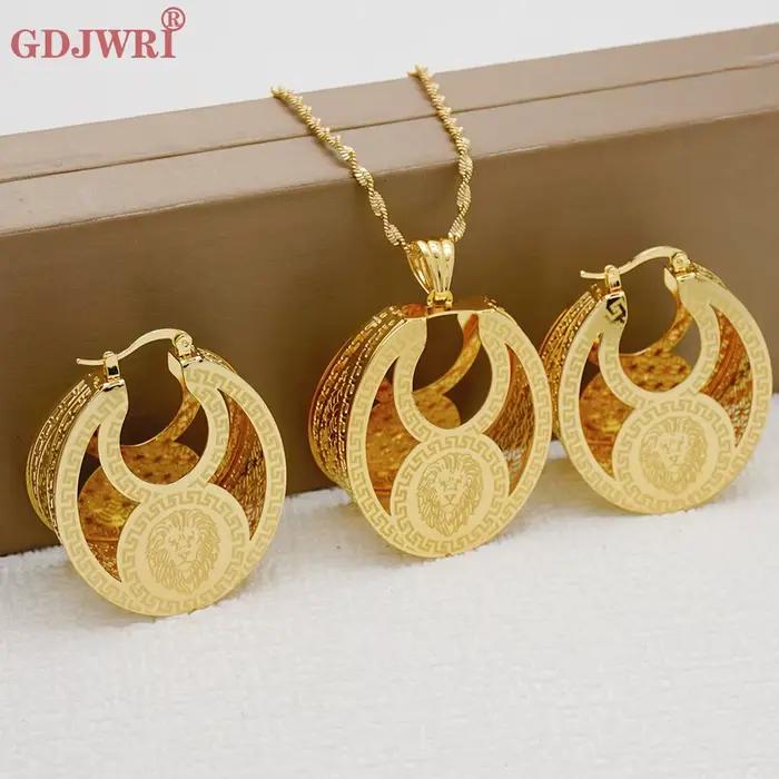 Ensembles de bijoux éthiopiens, accessoires de mariage pour femmes, grand pendentif, colliers, boucl