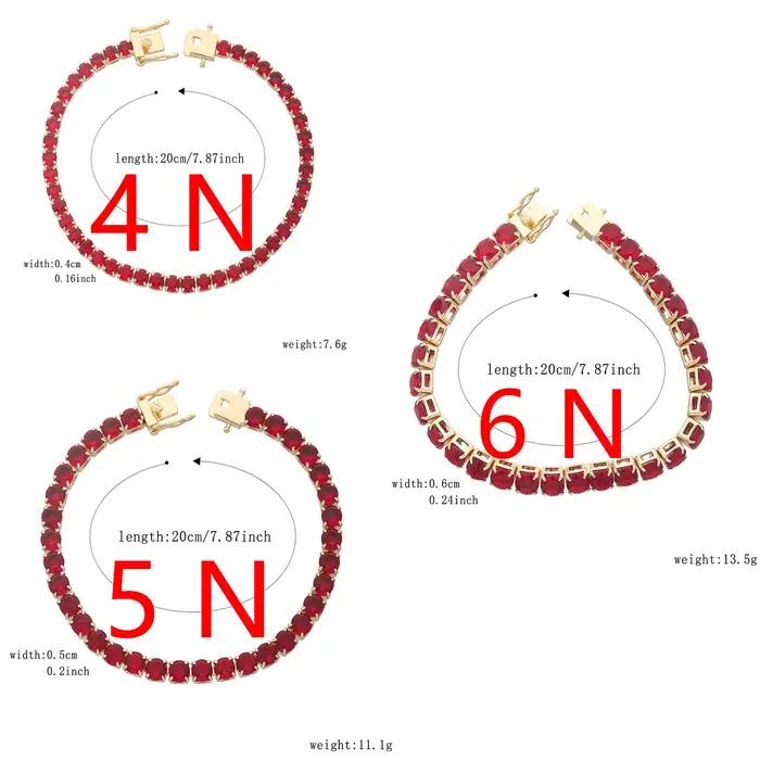 Bracelet coloré Monaco S-Clasp 4 mm/5 mm, chaîne en zircon cubique rose pour femme, idéal pour les s