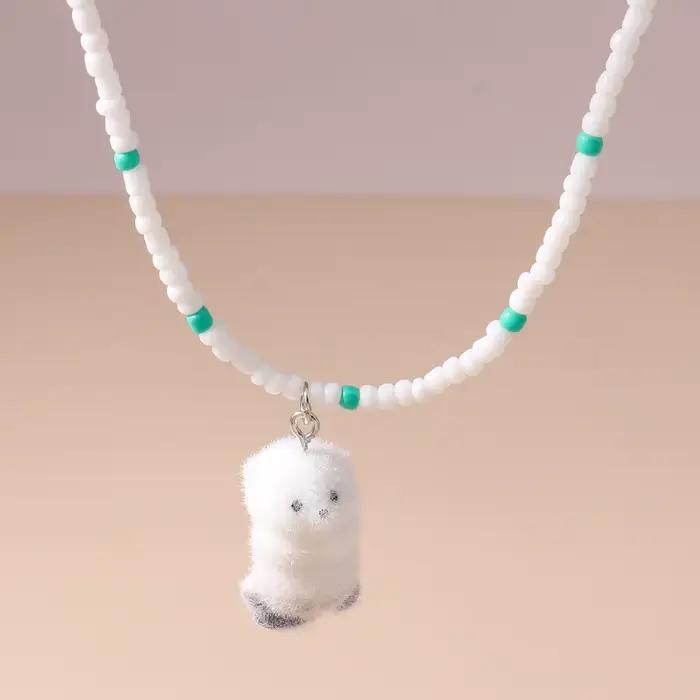 Colliers de chiot et de chien en 3D, dessin animé mignon, pour femmes et filles, collier de perles f