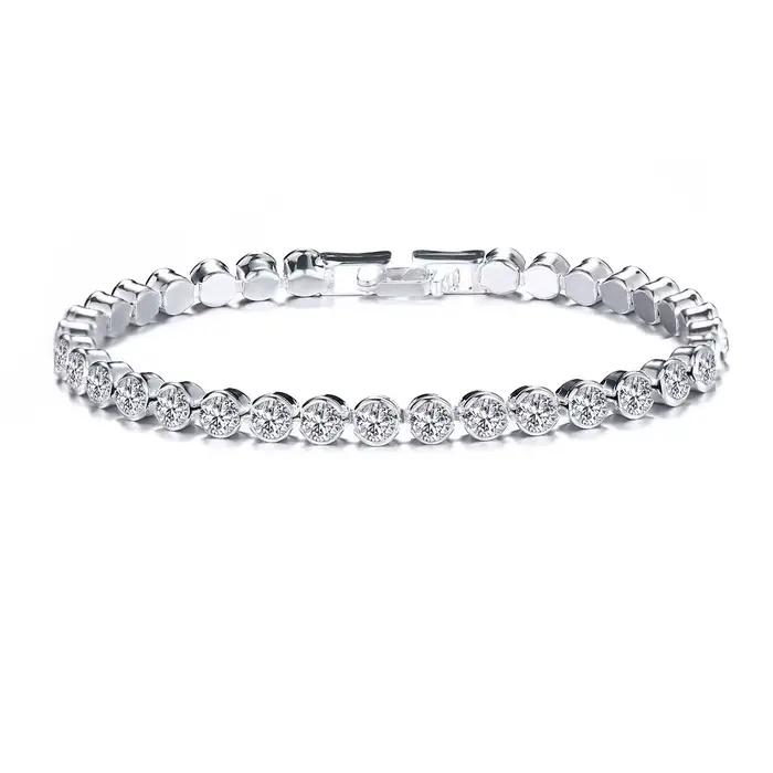 Bracelets de Tennis en cristal de luxe pour femmes, cadeau de mariage, couleur or argent, chaîne rom