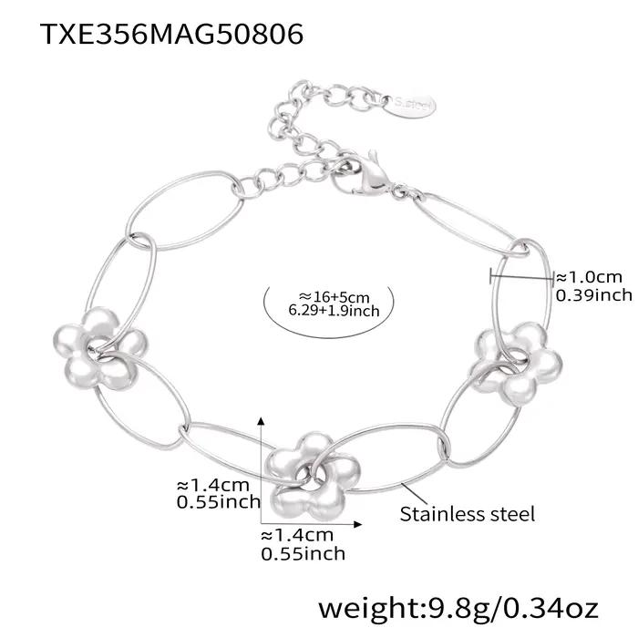 Collier et Bracelet en acier inoxydable pour femmes, chaîne à fleurs, plaqué or 18 carats, étanche,