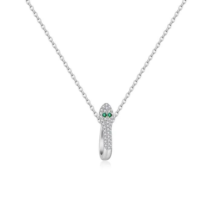 ANDYWEN 925 argent Sterling Vintage oeil vert Zircon CZ serpent collier, gothique Hip Hop Rock Punk