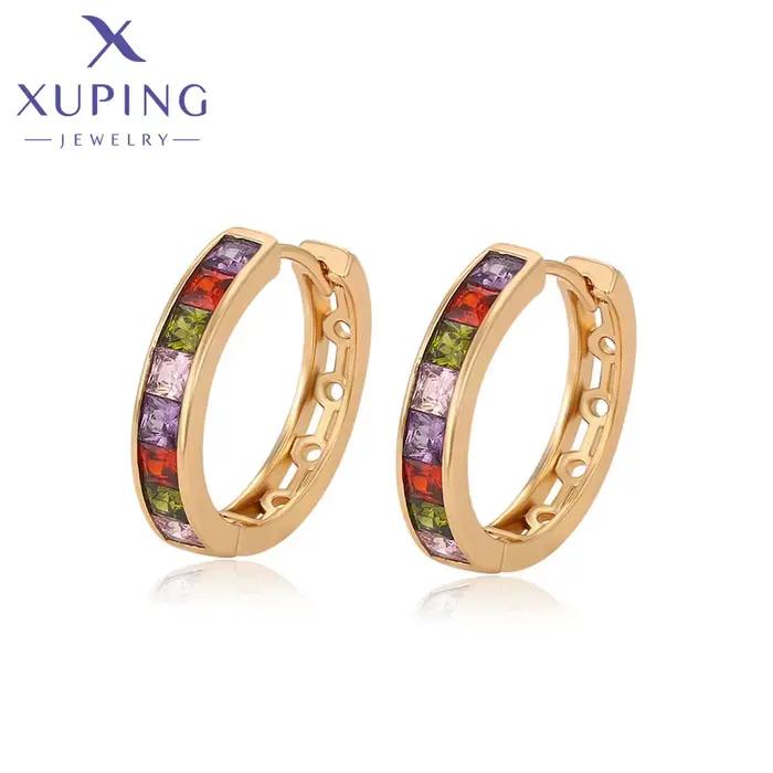 Boucles d'oreilles créoles Xuping Jewelry, nouvelle collection, pierres colorées, couleur or, pour f
