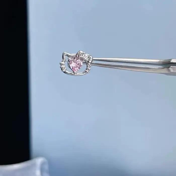 Boucles d'oreilles Kawaii Hello Kitty à clous et pendantes, motif chat KT de dessin animé avec nœud,