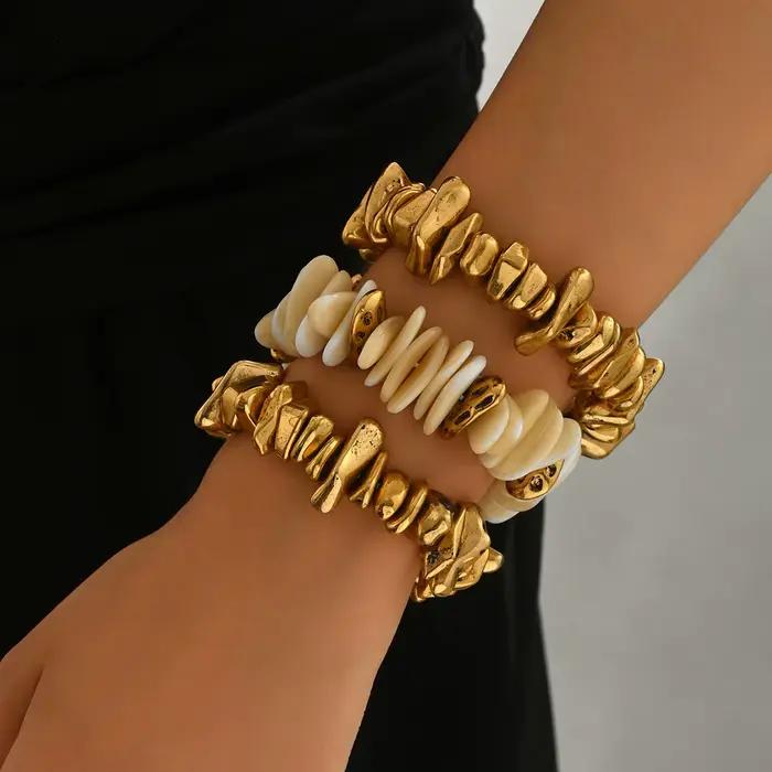 Ensemble de bracelets Bohème en or bruni CCB et perles de résine dégradées pour femme – Bijoux tenda