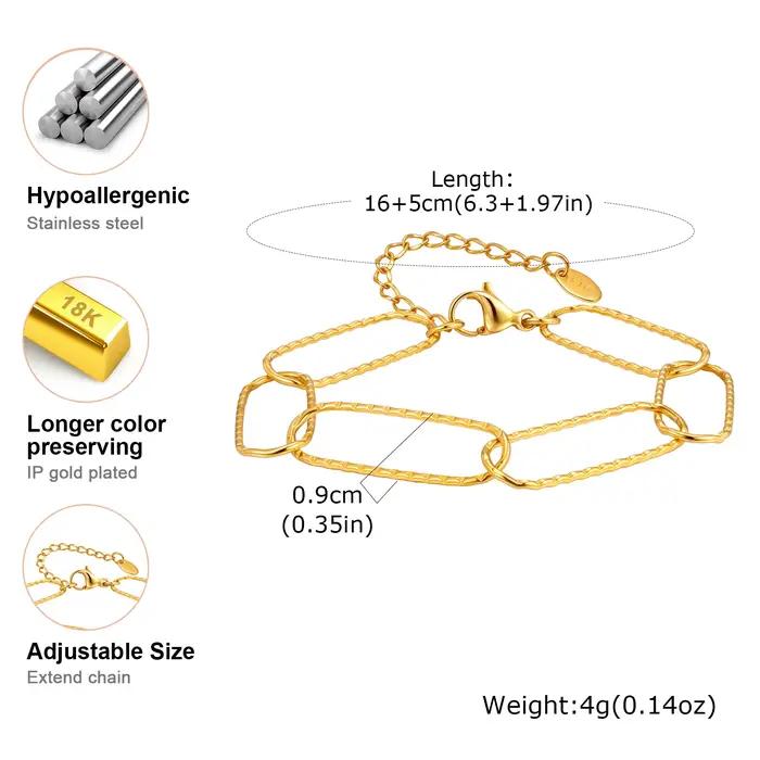 Bracelet coeur pour femme, fermoir à bascule en acier inoxydable plaqué or 18 carats, bracelets à ma