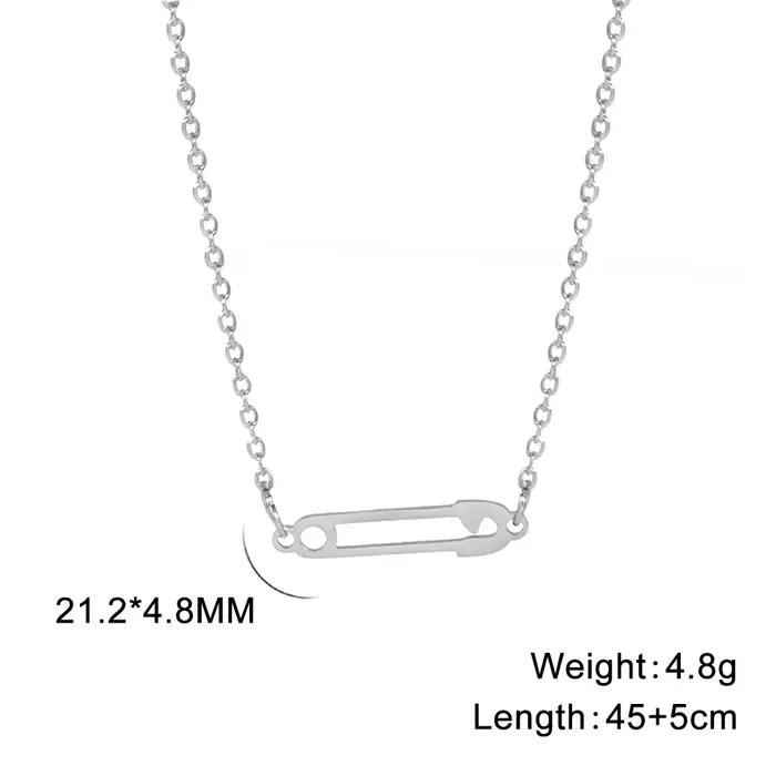 Unift Zunderes-Collier en acier inoxydable avec épingle à nourrice pour femme, tour de cou pour fill