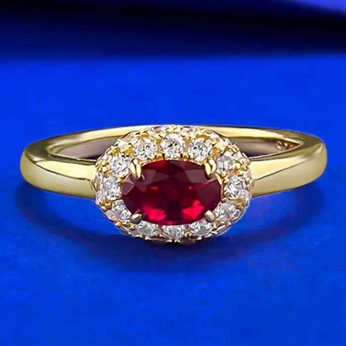 Wong Rain – bague de fiançailles Vintage en argent Sterling 925, coupe ovale, rubis 4x6 MM, pierres