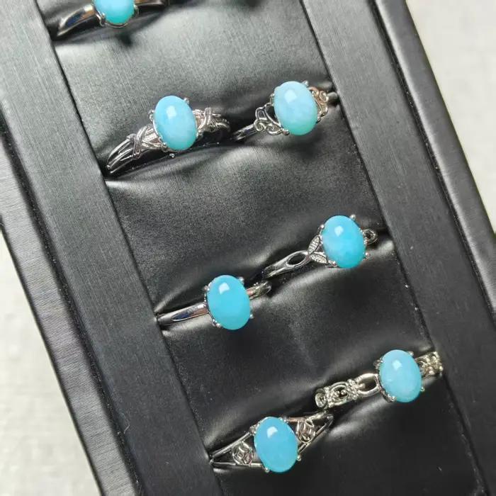 Bague en Amazonite Naturelle, Bijou de Doigt Flexible Incrusté Tendance, Bague Unisexe en Cristal de