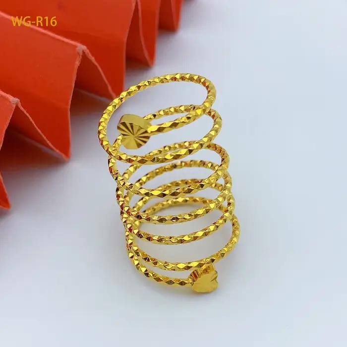 Bague spirale brésilienne femmes plaqué or 24K mariée de mariage arabe éthiopien dubaï gros bijoux n