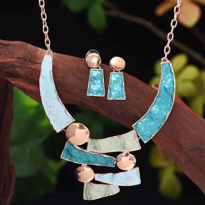 MeiceM – ensemble de bijoux multicolores en alliage de Zinc, mode géométrique élégante pour femmes,