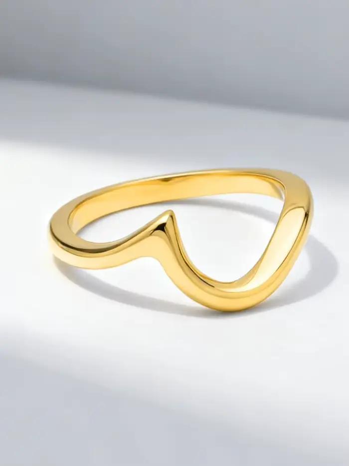 Bague incurvée minimaliste en argent Sterling 925 pour femmes, grand rayon, anniversaire, fiançaille