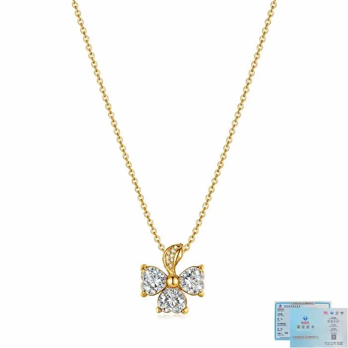 Collier en argent S925 avec moissanite trèfle d'amour de 2,5 carats, chaîne polyvalente pour clavicu