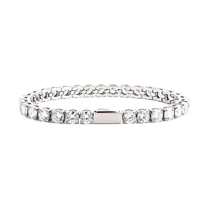 Bracelet en acier avec chaîne tennis entièrement sertie de diamants