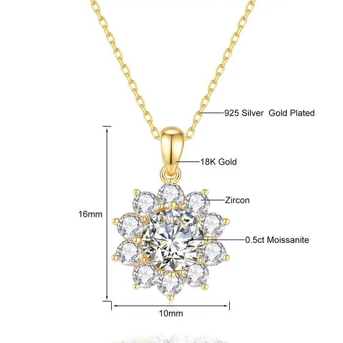 Szjinao – collier Moissanite 1ct, or 18 carats, 100% avec certificat, bijoux de qualité pour femmes,