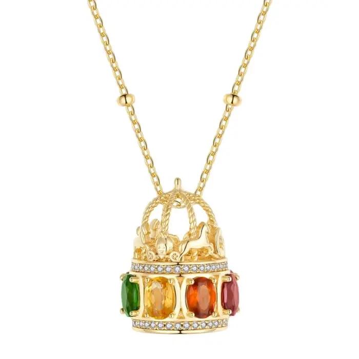Collier carrousel français rétro couleur naturelle zirconium exquis haut de gamme chaîne de clavicul
