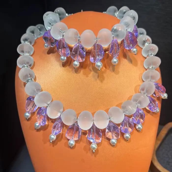 Ensemble de bijoux Vintage pour femmes, collier et boucles d'oreilles à pampilles mates, 2025