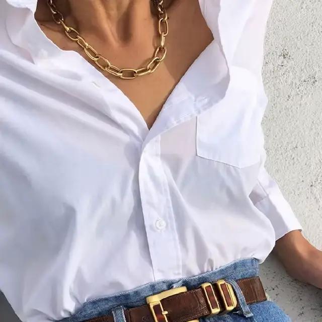 Grand Collier Torsadé Plaqué Or et Argent pour Femme, Ras du Cou avec Serrure Optique Épaisse, Colli