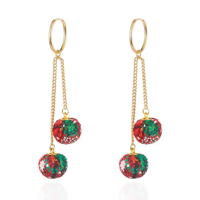 Boucles d'oreilles longues à pampilles en fausse fourrure pour femmes, boule de cheveux colorée créa