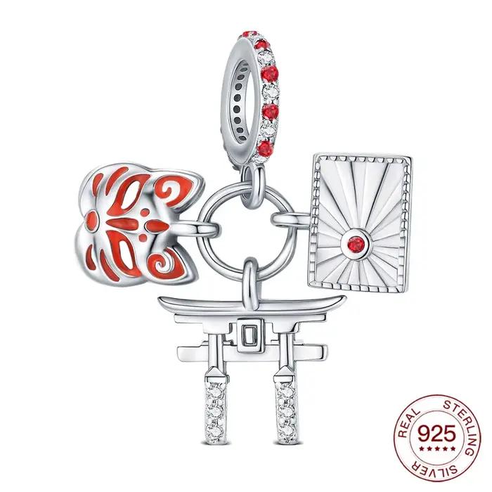 Breloque visage de renard japonais en argent Sterling 925, drapeau, fabrication de bijoux pour Brace