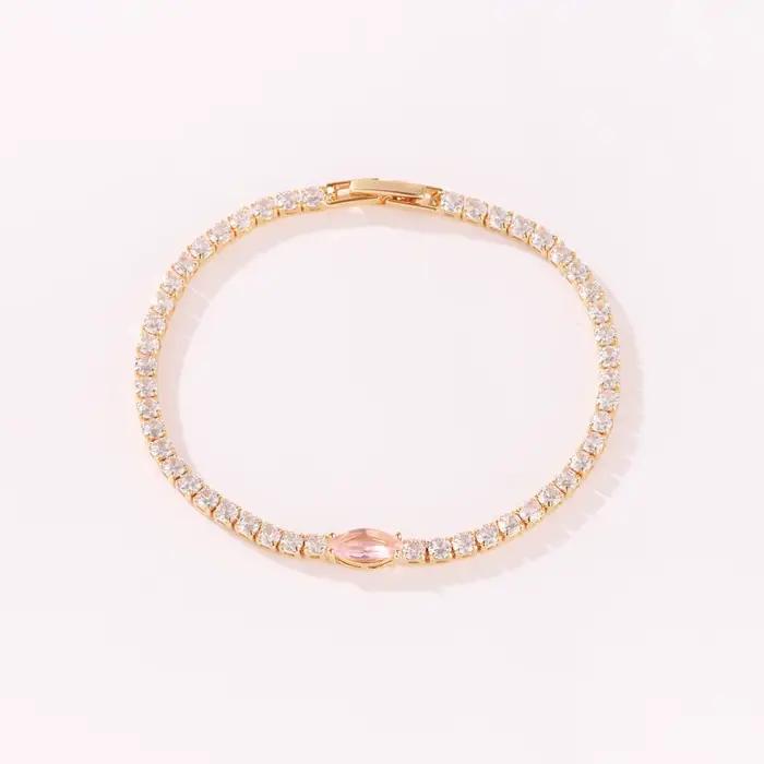 Bracelet tennis en zircone de bonne qualité pour femme, bracelet tendance hip-hop en cristal pour ad