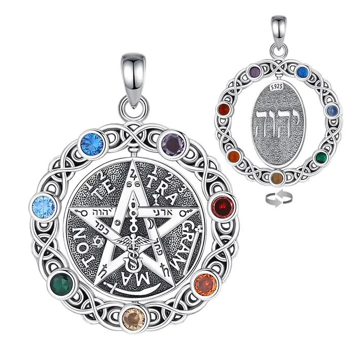 Eudora Original 925 collier pentagramme en argent Sterling pour femmes homme 7 couleurs Chakra étoil