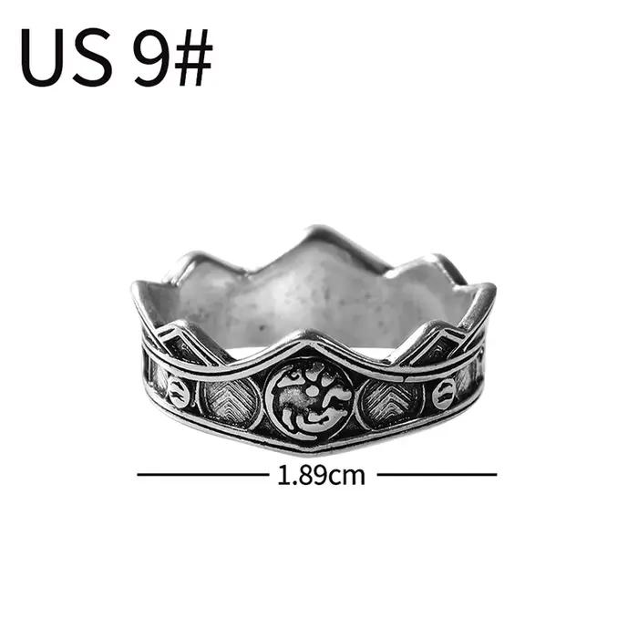 Dragon House TargarFP Ring Cosplay, Dragon à trois têtes, Alliage d'or, Bagues en métal, Bijoux, Acc