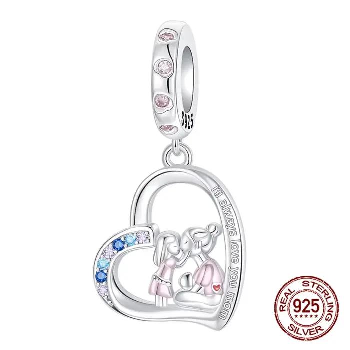 Pendentif en argent Sterling 925, je t'aime toujours, mère et fille, adapté aux Bracelets à breloque
