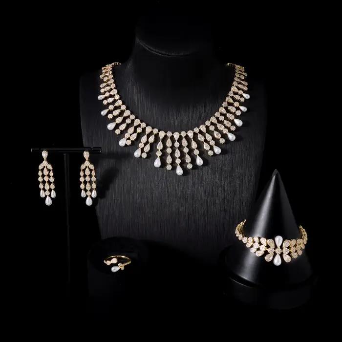 Parures de colliers pour femmes IN JEWELIFE 250402, zircon cubique, ensemble de bijoux de mariée en