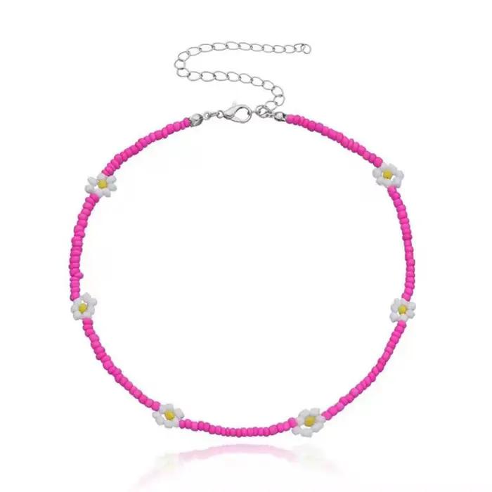 Collier ras du cou bohème pour femme, motif marguerite, perles et fleurs, idéal pour l'été et la pla