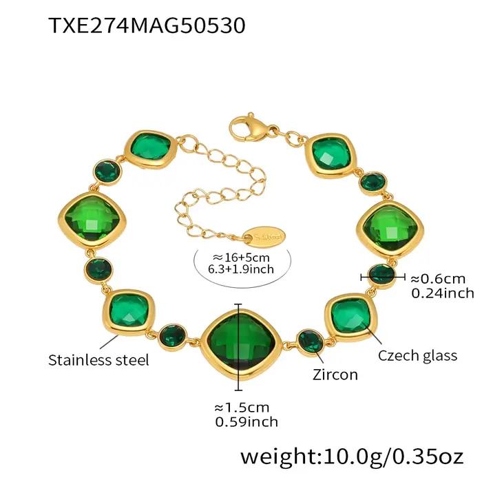 Bracelet carré Noble en acier inoxydable pour femmes, pierres de verre en Zircon de luxe, bijoux à b