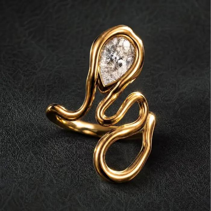 Bague AB tendance mode européenne et américaine, design rétro littéraire de niche, incrustée de stra